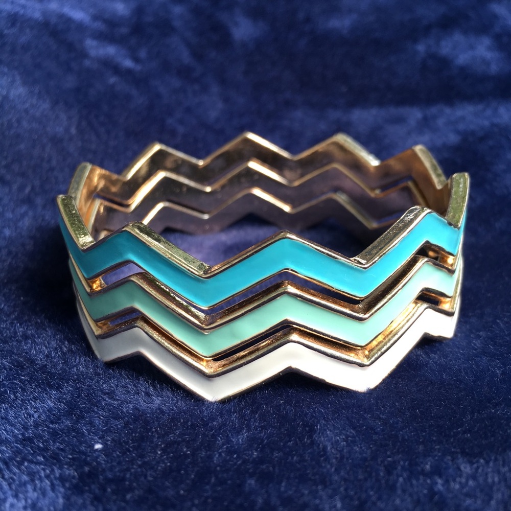 Chevron Bangles Mint Aqua White